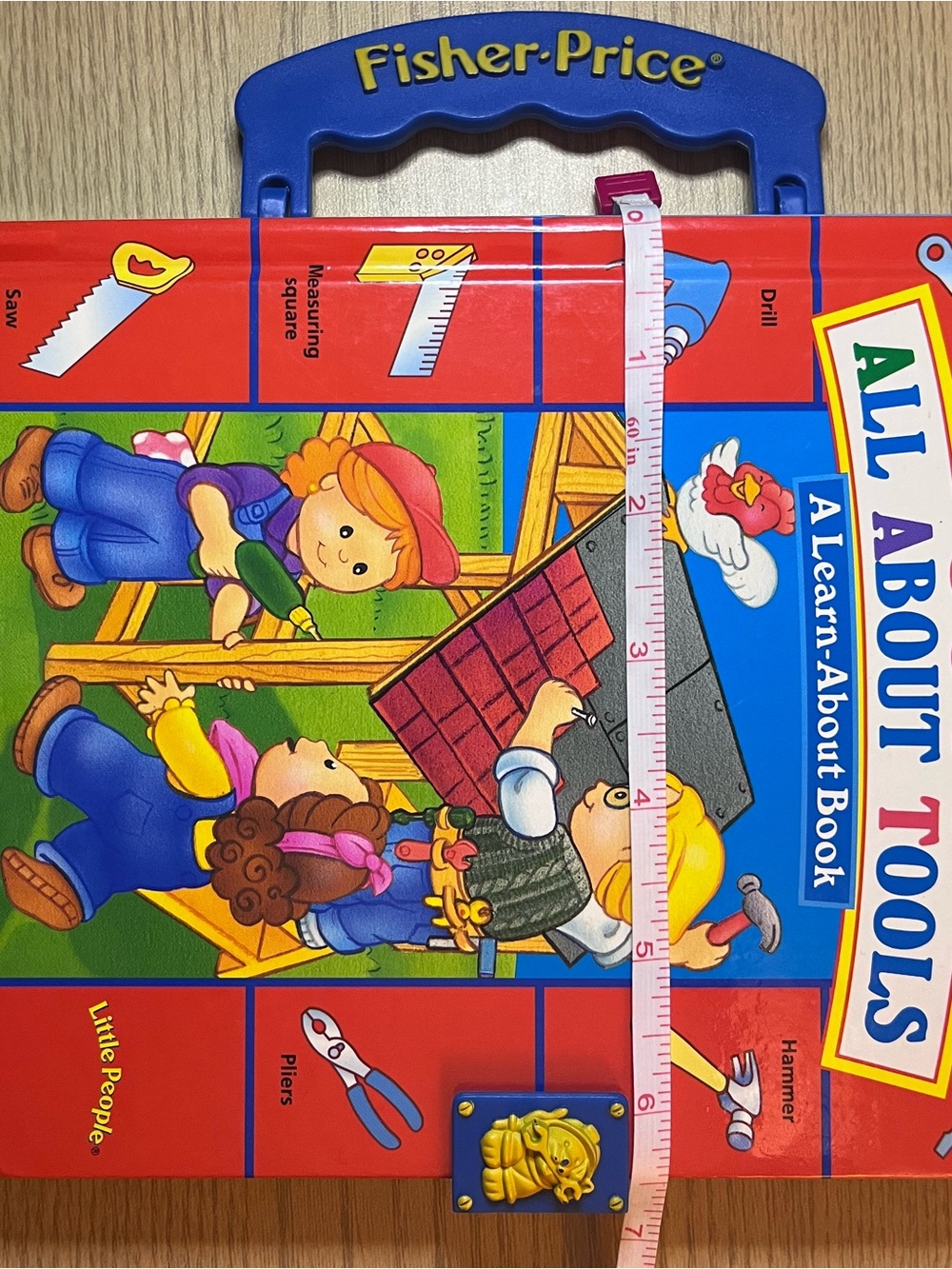 VTG 1998 Fisher Price Little People All About Tools CarryAlong Board Book wLatch - Picture 5 of 5